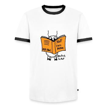 Deutsch Schof - Männer Kontrast-T-Shirt - Weiß/Schwarz - Vorne - AI Model Female 172 light (172cm) & AI Model Male 178 dark (178cm)