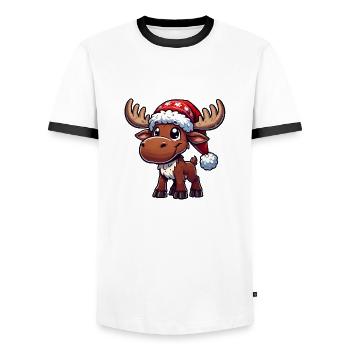 reh comic weihnachten - Männer Kontrast-T-Shirt - Weiß/Schwarz - Vorne - AI Model Female 172 light (172cm) & AI Model Male 178 dark (178cm)