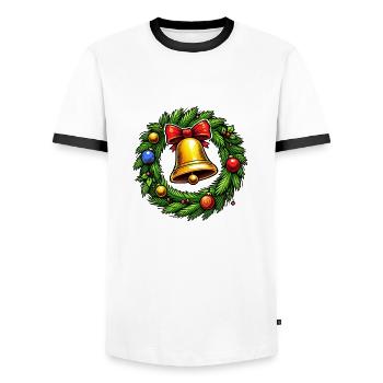 Wreath Bell 1 - Men's Ringer Shirt - white/black - Front - AI Model Female 172 light (172cm) & AI Model Male 178 dark (178cm)