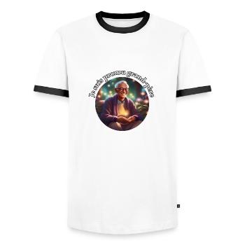 Future grandfather - Men's Ringer Shirt - white/black - Front - AI Model Female 172 light (172cm) & AI Model Male 178 dark (178cm)