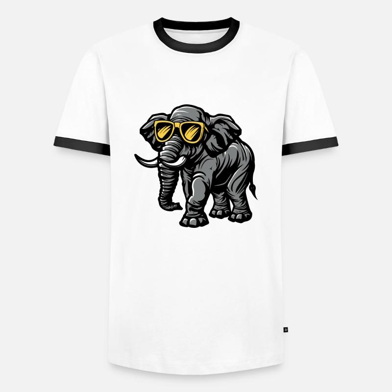 Elefant Comic Cool - Männer Kontrast-T-Shirt - Weiß/Schwarz
