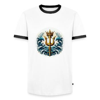 Dreizack Symbol - Männer Kontrast-T-Shirt - Weiß/Schwarz - Vorne - AI Model Female 172 light (172cm) & AI Model Male 178 dark (178cm)