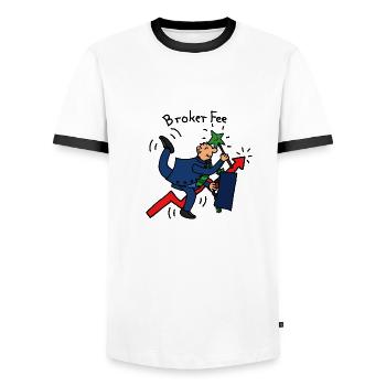 Broker Fee - Männer Kontrast-T-Shirt - Weiß/Schwarz - Vorne - AI Model Female 172 light (172cm) & AI Model Male 178 dark (178cm)