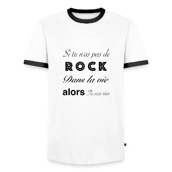 Rock - T-shirt contrasté Homme - blanc/noir - Devant - AI Model Female 172 light (172cm) & AI Model Male 178 dark (178cm)