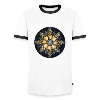 Skull Circle - Men's Ringer Shirt - white/black - Front - AI Model Female 172 light (172cm) & AI Model Male 178 dark (178cm)
