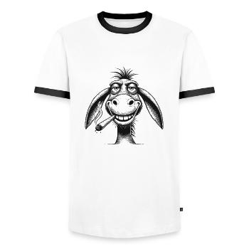 Donkey - Men's Ringer Shirt - white/black - Front - AI Model Female 172 light (172cm) & AI Model Male 178 dark (178cm)