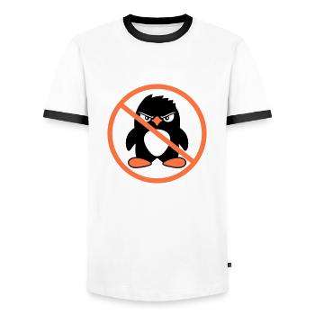 Evil Penguins Forbidden Area Sign Note Cool - Men's Ringer Shirt - white/black - Front - AI Model Female 172 light (172cm) & AI Model Male 178 dark (178cm)