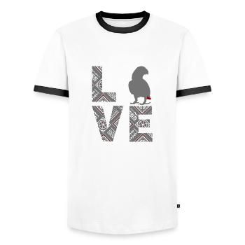 Afrikanischer Graupapagei - Männer Kontrast-T-Shirt - Weiß/Schwarz - Vorne - AI Model Female 172 light (172cm) & AI Model Male 178 dark (178cm)