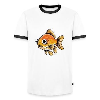 Illustration de poisson rouge excentrique - Amusant et fantaisiste F - T-shirt contrasté Homme - blanc/noir - Devant - AI Model Female 172 light (172cm) & AI Model Male 178 dark (178cm)