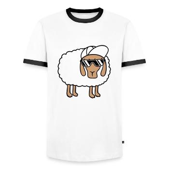 Cooles Schaf Sonnenbrille Cappy Mütze Sommer Spaß - Männer Kontrast-T-Shirt - Weiß/Schwarz - Vorne - AI Model Female 172 light (172cm) & AI Model Male 178 dark (178cm)