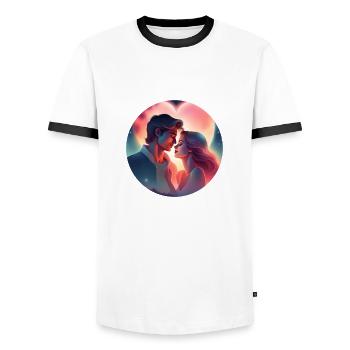Zwei Liebende - Männer Kontrast-T-Shirt - Weiß/Schwarz - Vorne - AI Model Female 172 light (172cm) & AI Model Male 178 dark (178cm)