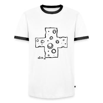 Journée du fromage suisse - T-shirt contrasté Homme - blanc/noir - Devant - AI Model Female 172 light (172cm) & AI Model Male 178 dark (178cm)