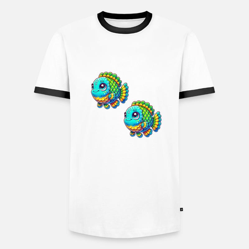 fish comic - Men's Ringer Shirt - white/black