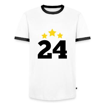 24 ans étoile - cadeau 24e anniversaire - T-shirt contrasté Homme - blanc/noir - Devant - AI Model Female 172 light (172cm) & AI Model Male 178 dark (178cm)