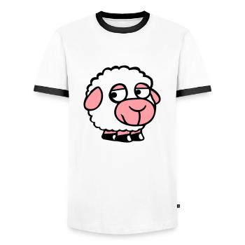 Mouton Triste Timide Introverti Malheureux - T-shirt contrasté Homme - blanc/noir - Devant - AI Model Female 172 light (172cm) & AI Model Male 178 dark (178cm)