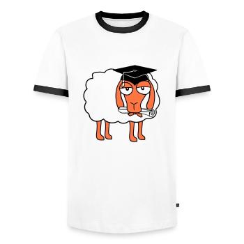 Schaf Schule Zeugnis College Abschluss Abi Schüler - Männer Kontrast-T-Shirt - Weiß/Schwarz - Vorne - AI Model Female 172 light (172cm) & AI Model Male 178 dark (178cm)