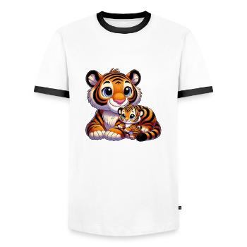 Tiger mother with child - Men's Ringer Shirt - white/black - Front - AI Model Female 172 light (172cm) & AI Model Male 178 dark (178cm)