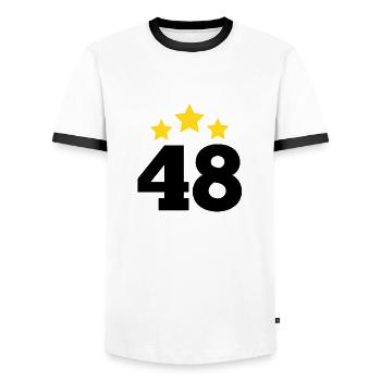 48 Jahre Stern - Geschenk zum 48-jährigen Jubiläum - Männer Kontrast-T-Shirt - Weiß/Schwarz - Vorne - AI Model Female 172 light (172cm) & AI Model Male 178 dark (178cm)