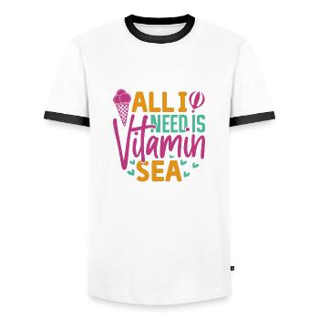 Alles, was ich brauche, ist Vitamin Sea 2 - Männer Kontrast-T-Shirt - Weiß/Schwarz - Vorne - AI Model Female 172 light (172cm) & AI Model Male 178 dark (178cm)