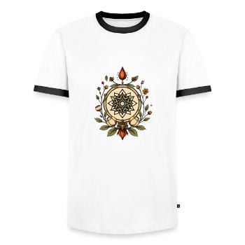 Natural Geometry 001 - Men's Ringer Shirt - white/black - Front - AI Model Female 172 light (172cm) & AI Model Male 178 dark (178cm)