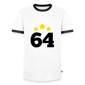 64 Years Star - 64th Birthday Gift - Men's Ringer Shirt - white/black - Front - AI Model Female 172 light (172cm) & AI Model Male 178 dark (178cm)