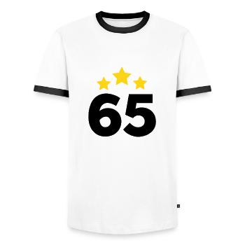 65 ans étoile - cadeau 65e anniversaire - T-shirt contrasté Homme - blanc/noir - Devant - AI Model Female 172 light (172cm) & AI Model Male 178 dark (178cm)