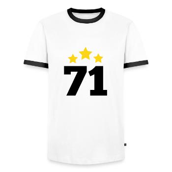 71 Years Star - 71st Anniversary Gift - Men's Ringer Shirt - white/black - Front - AI Model Female 172 light (172cm) & AI Model Male 178 dark (178cm)