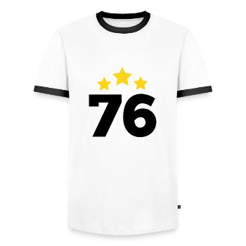 76 Years Star - 76th Anniversary Gift - Men's Ringer Shirt - white/black - Front - AI Model Female 172 light (172cm) & AI Model Male 178 dark (178cm)