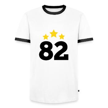 82 Years Star - 82nd Anniversary Gift - Men's Ringer Shirt - white/black - Front - AI Model Female 172 light (172cm) & AI Model Male 178 dark (178cm)