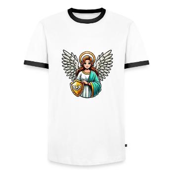 engel frau - Männer Kontrast-T-Shirt - Weiß/Schwarz - Vorne - AI Model Female 172 light (172cm) & AI Model Male 178 dark (178cm)