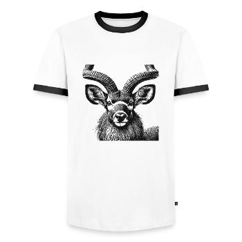 Kudu - Männer Kontrast-T-Shirt - Weiß/Schwarz - Vorne - AI Model Female 172 light (172cm) & AI Model Male 178 dark (178cm)