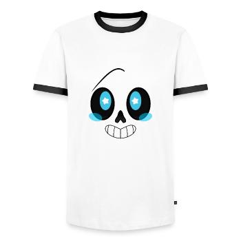 Blue - Männer Kontrast-T-Shirt - Weiß/Schwarz - Vorne - AI Model Female 172 light (172cm) & AI Model Male 178 dark (178cm)