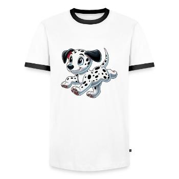 Dalmatiner Welpe - Männer Kontrast-T-Shirt - Weiß/Schwarz - Vorne - AI Model Female 172 light (172cm) & AI Model Male 178 dark (178cm)