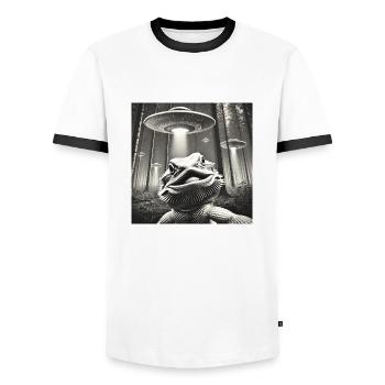 Lustiges Bartagame Selfie UFOs Alien - Männer Kontrast-T-Shirt - Weiß/Schwarz - Vorne - AI Model Female 172 light (172cm) & AI Model Male 178 dark (178cm)
