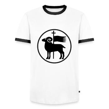 Gotland - Men's Ringer Shirt - white/black - Front - AI Model Female 172 light (172cm) & AI Model Male 178 dark (178cm)