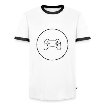 Gaming Controller - Männer Kontrast-T-Shirt - Weiß/Schwarz - Vorne - AI Model Female 172 light (172cm) & AI Model Male 178 dark (178cm)