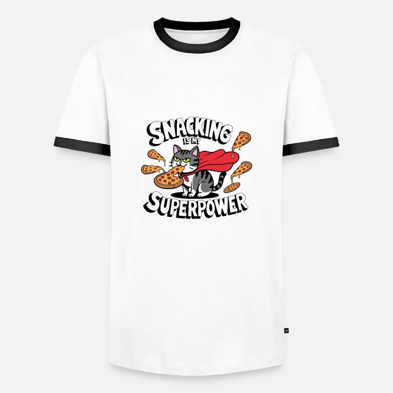 Snacking is my Superpower - Männer Kontrast-T-Shirt - Weiß/Schwarz