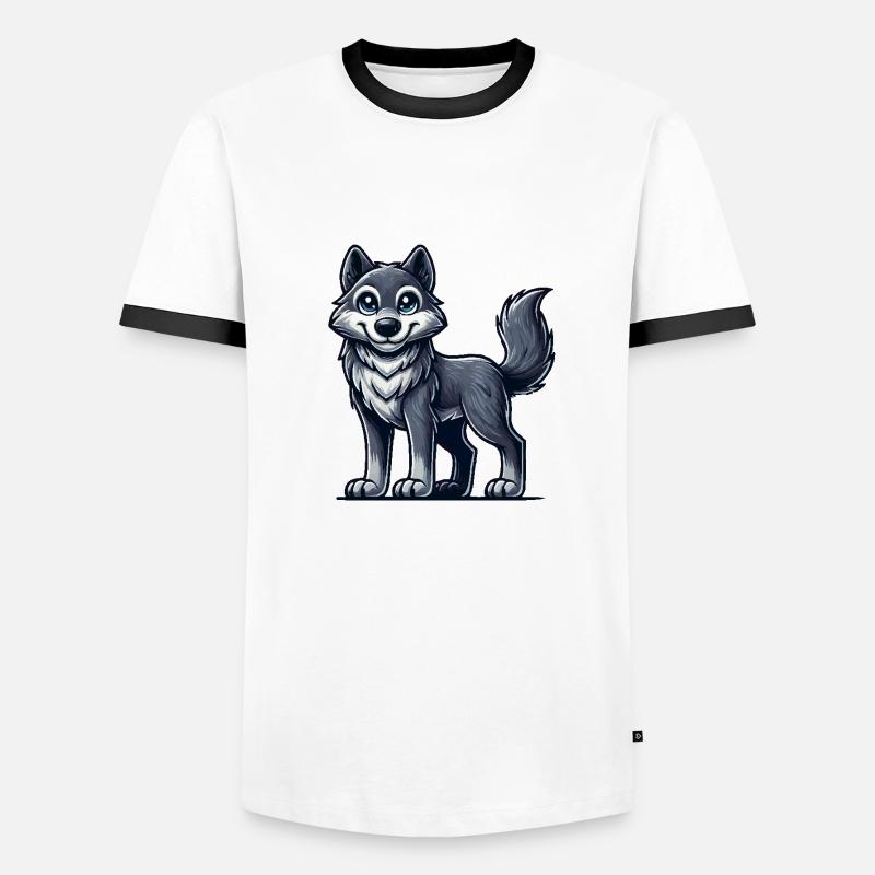 wolf - Men's Ringer Shirt - white/black