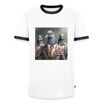 Doves in suits - Men's Ringer Shirt - white/black - Front - AI Model Female 172 light (172cm) & AI Model Male 178 dark (178cm)