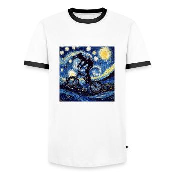 BMX Bike Bike van Gogh - T-shirt contrasté Homme - blanc/noir - Devant - AI Model Female 172 light (172cm) & AI Model Male 178 dark (178cm)