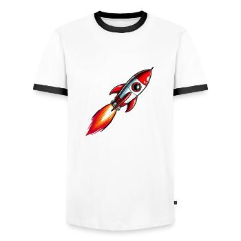 Rocket - Men's Ringer Shirt - white/black - Front - AI Model Female 172 light (172cm) & AI Model Male 178 dark (178cm)