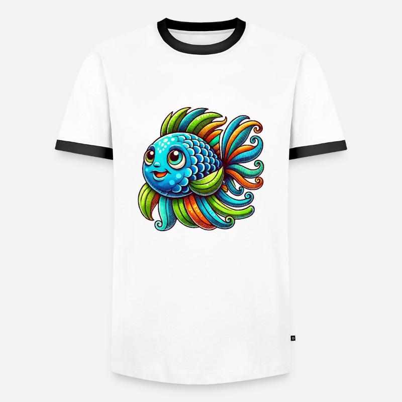 fisch comic - Männer Kontrast-T-Shirt - Weiß/Schwarz