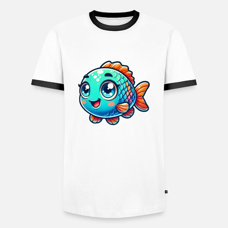 fisch comic - Männer Kontrast-T-Shirt - Weiß/Schwarz