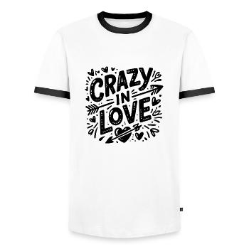 Verrückt in der Liebe - Männer Kontrast-T-Shirt - Weiß/Schwarz - Vorne - AI Model Female 172 light (172cm) & AI Model Male 178 dark (178cm)