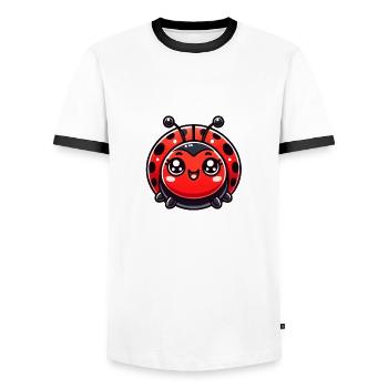 Marienkäfer Comic - Männer Kontrast-T-Shirt - Weiß/Schwarz - Vorne - AI Model Female 172 light (172cm) & AI Model Male 178 dark (178cm)
