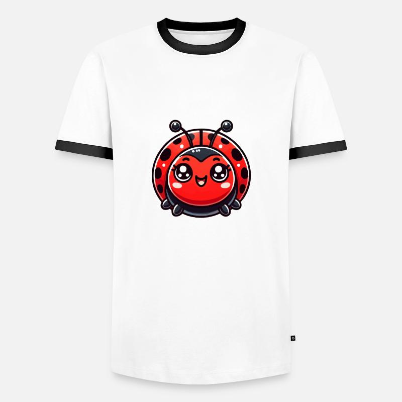 Marienkäfer Comic - Männer Kontrast-T-Shirt - Weiß/Schwarz