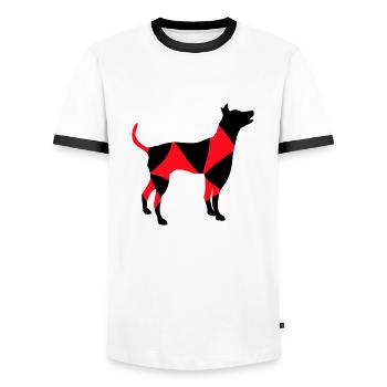 Big Dog Silhouette Cool Pattern - Men's Ringer Shirt - white/black - Front - AI Model Female 172 light (172cm) & AI Model Male 178 dark (178cm)