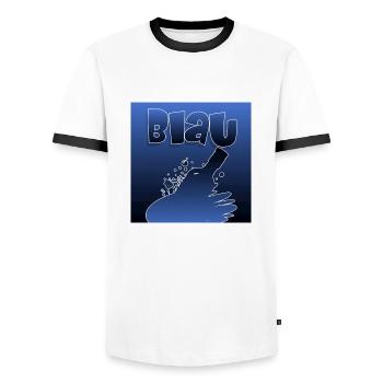 Bleu - T-shirt contrasté Homme - blanc/noir - Devant - AI Model Female 172 light (172cm) & AI Model Male 178 dark (178cm)