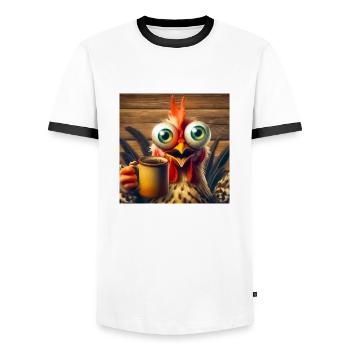 Chicken - Men's Ringer Shirt - white/black - Front - AI Model Female 172 light (172cm) & AI Model Male 178 dark (178cm)