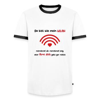 Herzschlag der Verbindung - Du bist wie mein WLAN - Männer Kontrast-T-Shirt - Weiß/Schwarz - Vorne - AI Model Female 172 light (172cm) & AI Model Male 178 dark (178cm)
